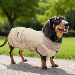 Chaleco PlentiVive con cierre de velcro, ajuste rápido y seguro para Dachshund.