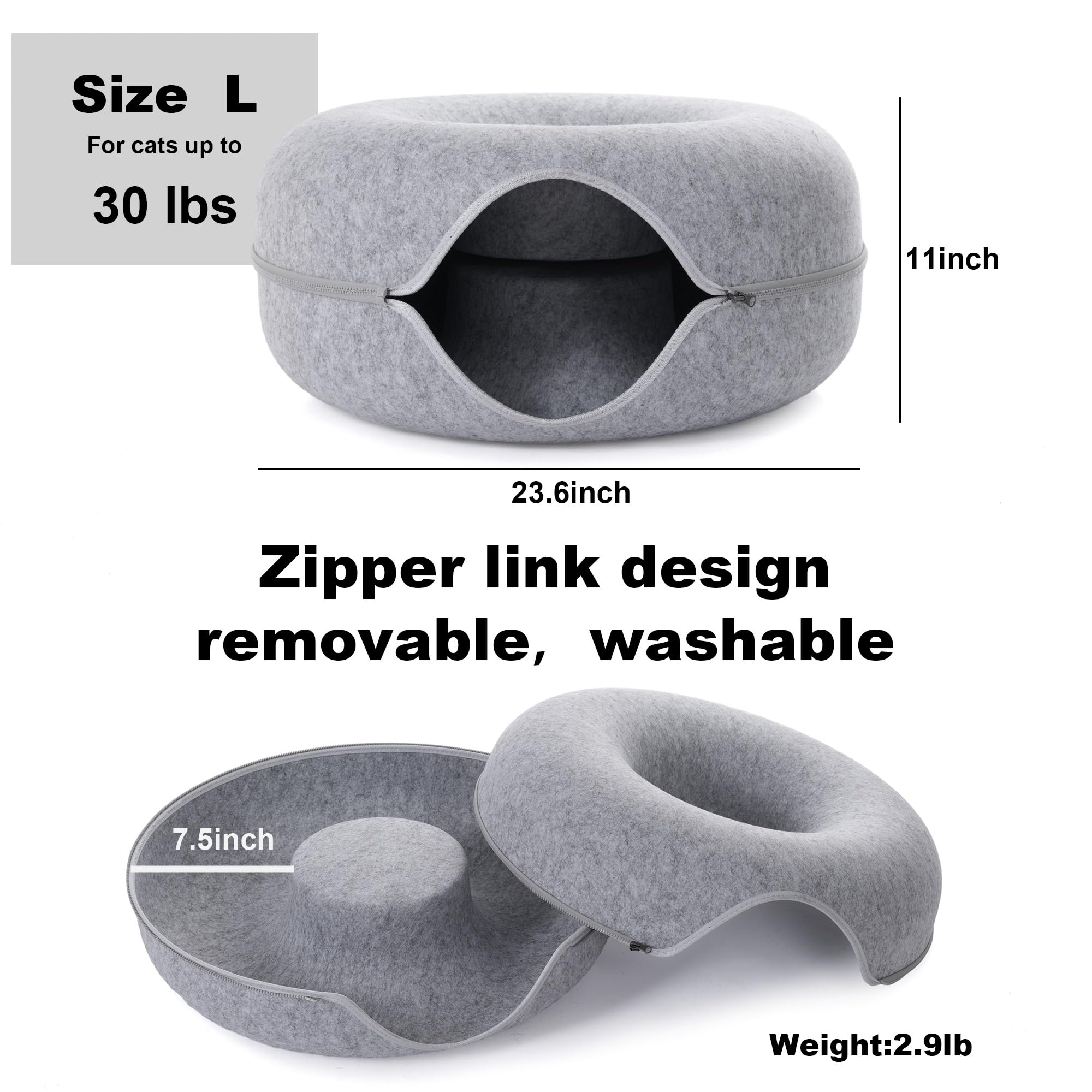 PLIISLUP cama-tunel-dimensiones-23-6x23-6x10-6, apta para gatos hasta 13,6 kg.