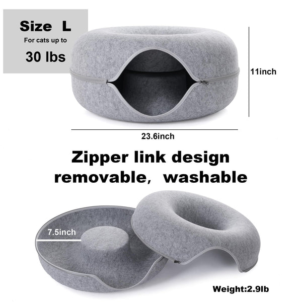 PLIISLUP cama-tunel-dimensiones-23-6x23-6x10-6, apta para gatos hasta 13,6 kg.