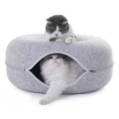 PLIISLUP tunel-gato con-juguetes-3, estimula instintos de juego y caza.