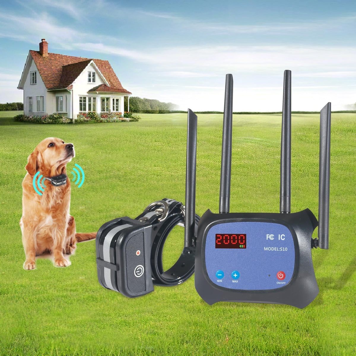Plkm cerca inalámbrica muestra alcance de 100 a 2000 pies para perros.