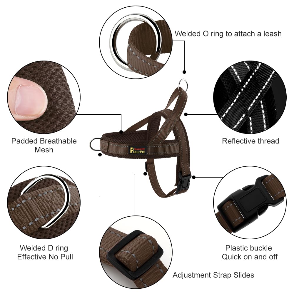 Arnés ajustable de Plutus Pet con reflector para seguridad nocturna.