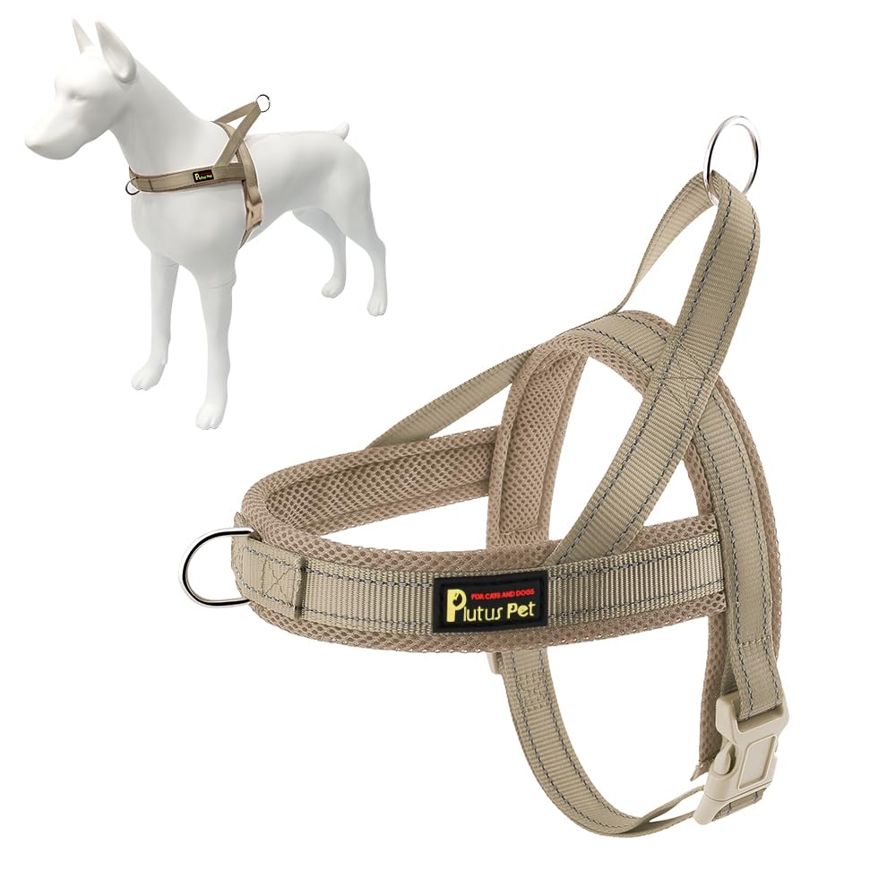 Arnés PLUTUS PET sin tirones con malla transpirable para paseos cómodos.