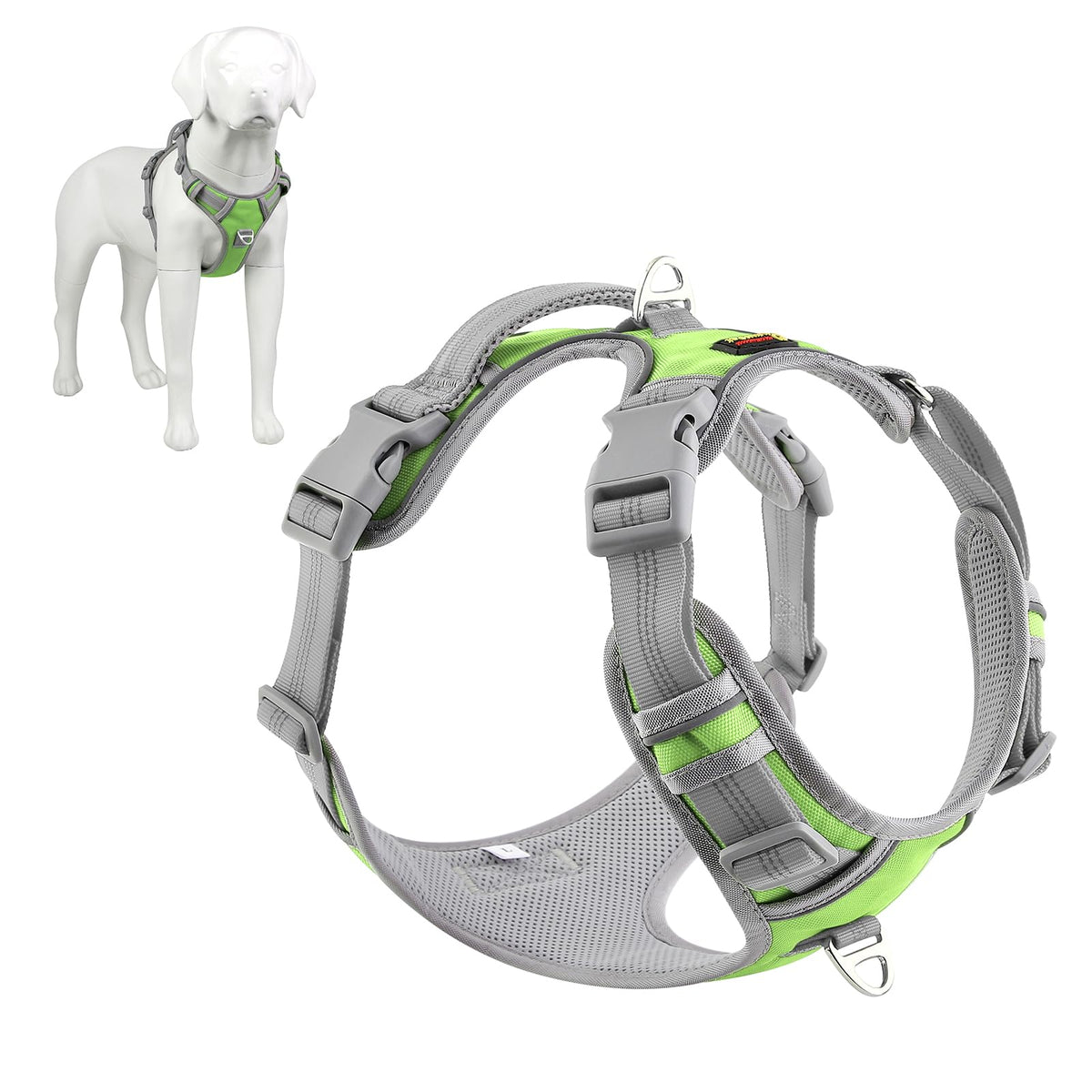 Arnés sin tirón de Plutus Pet, frontal, ideal para entrenamiento y control suave.