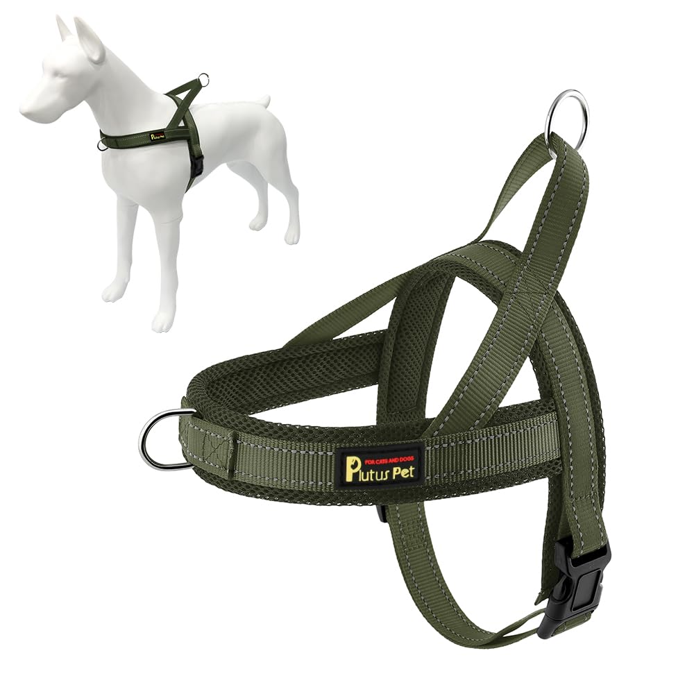 Arnés PLUTUS PET sin tirones con malla ventilada para paseos cómodos.