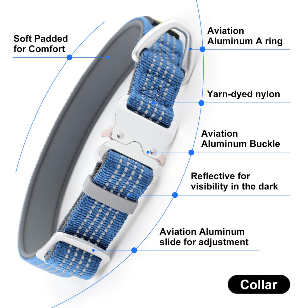 Collar PLUTUS PET nylon resistente con acolchado de neopreno para mayor confort