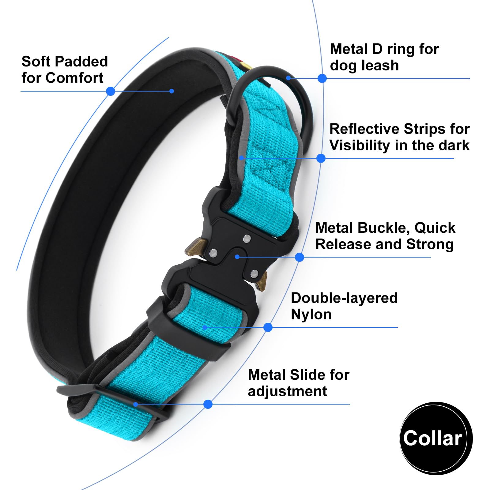 Collar PLUTUS PET acolchado en neopreno para mayor comodidad.