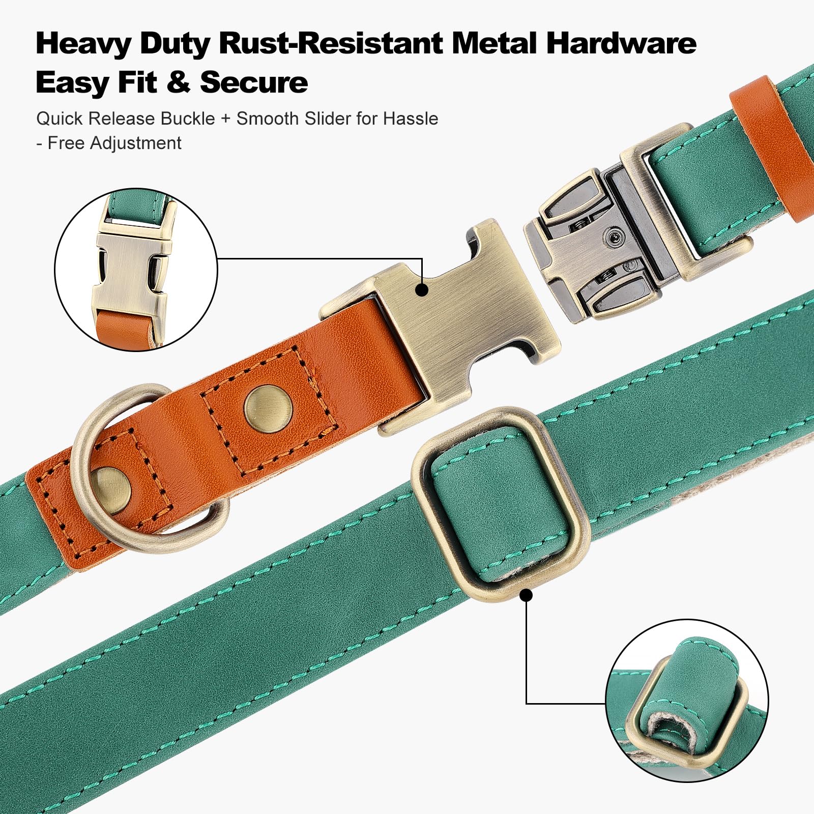 PLUTUS PET collar cuero cáñamo, diseño ajustable que crece con tu perro