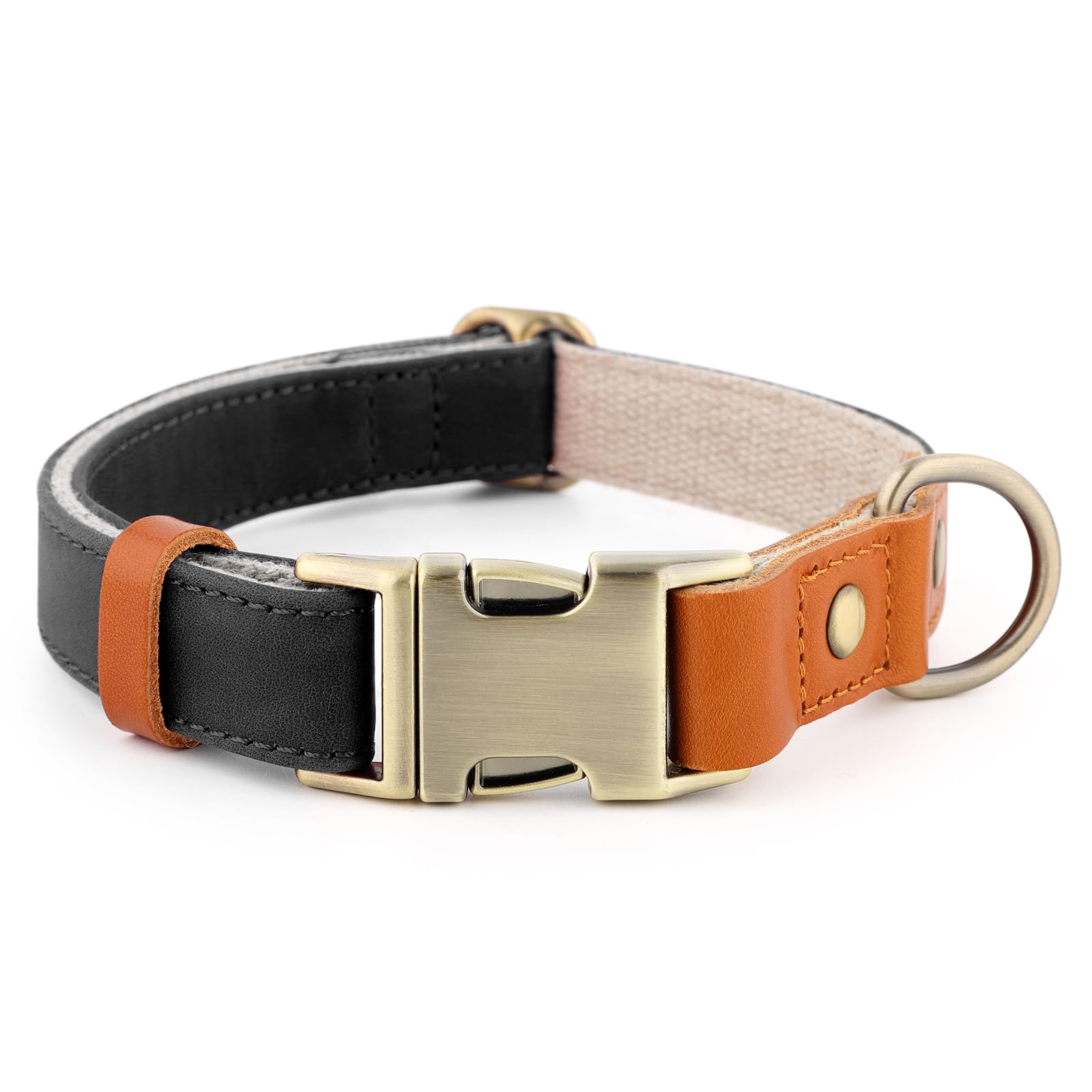 Collar PLUTUS PET de cuero y cáñamo principal, suave y transpirable para uso diario.