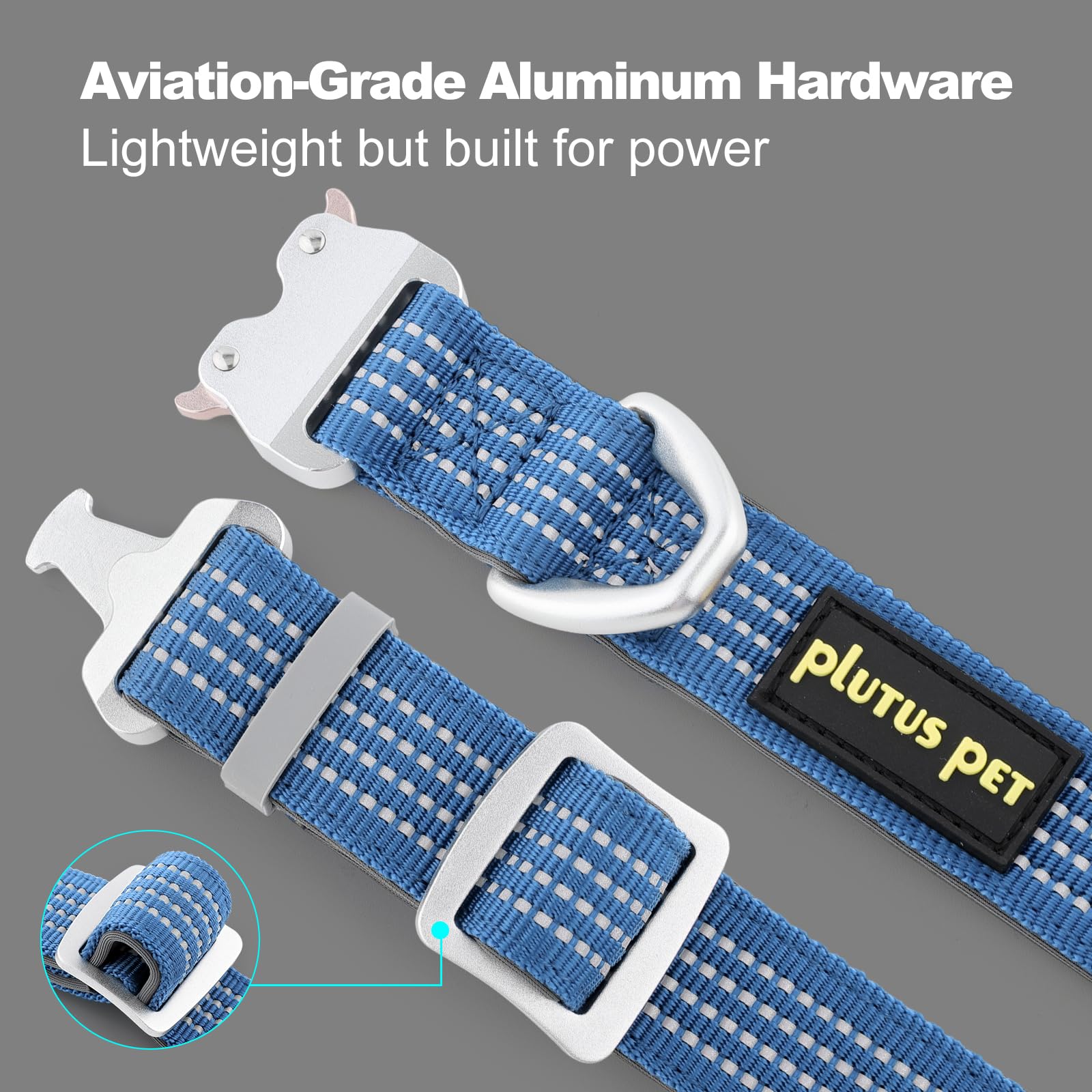Hebilla de aviación en collar PLUTUS PET ofrece ligereza y durabilidad
