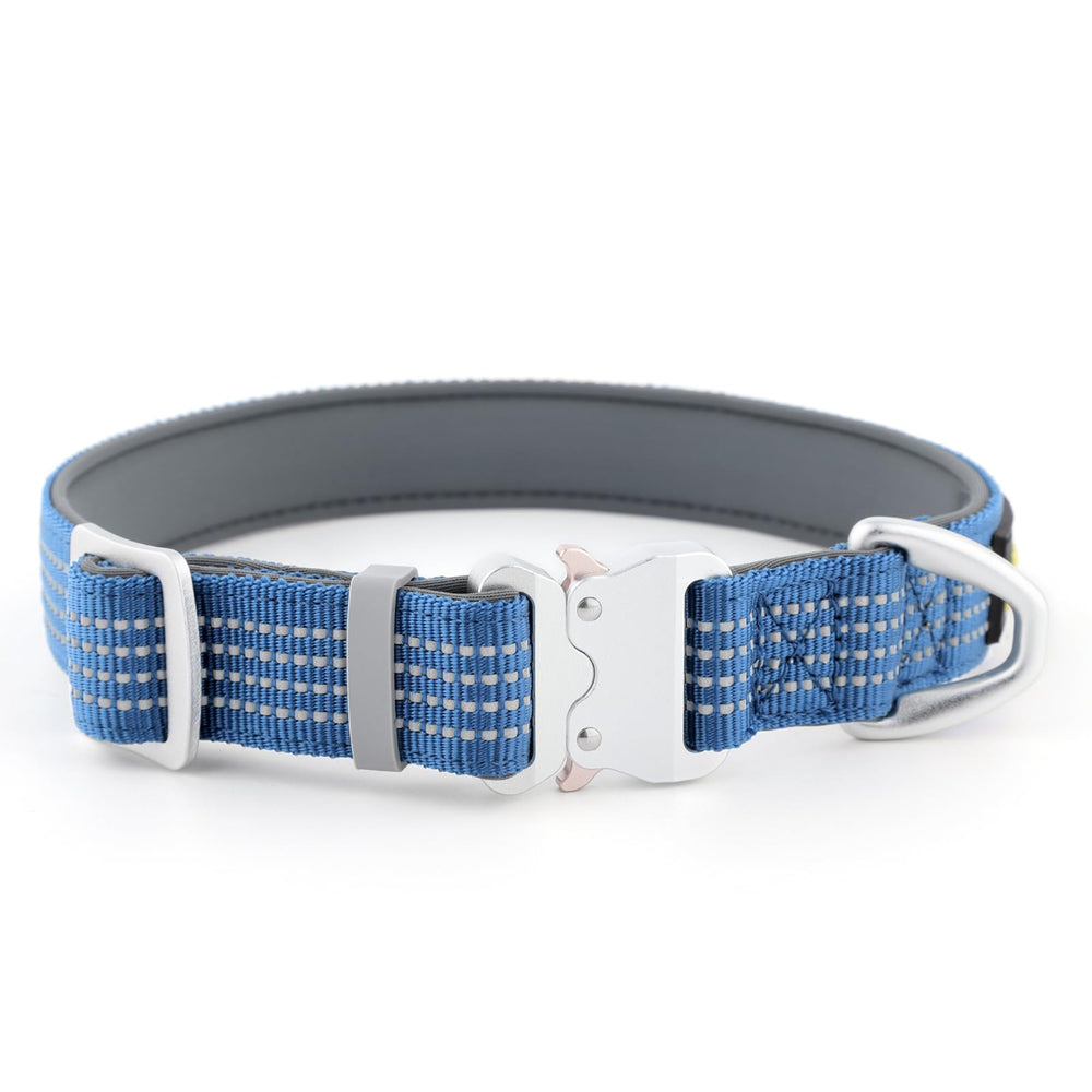 Collar reflectante de PLUTUS PET con hebilla de aluminio para mayor seguridad nocturna