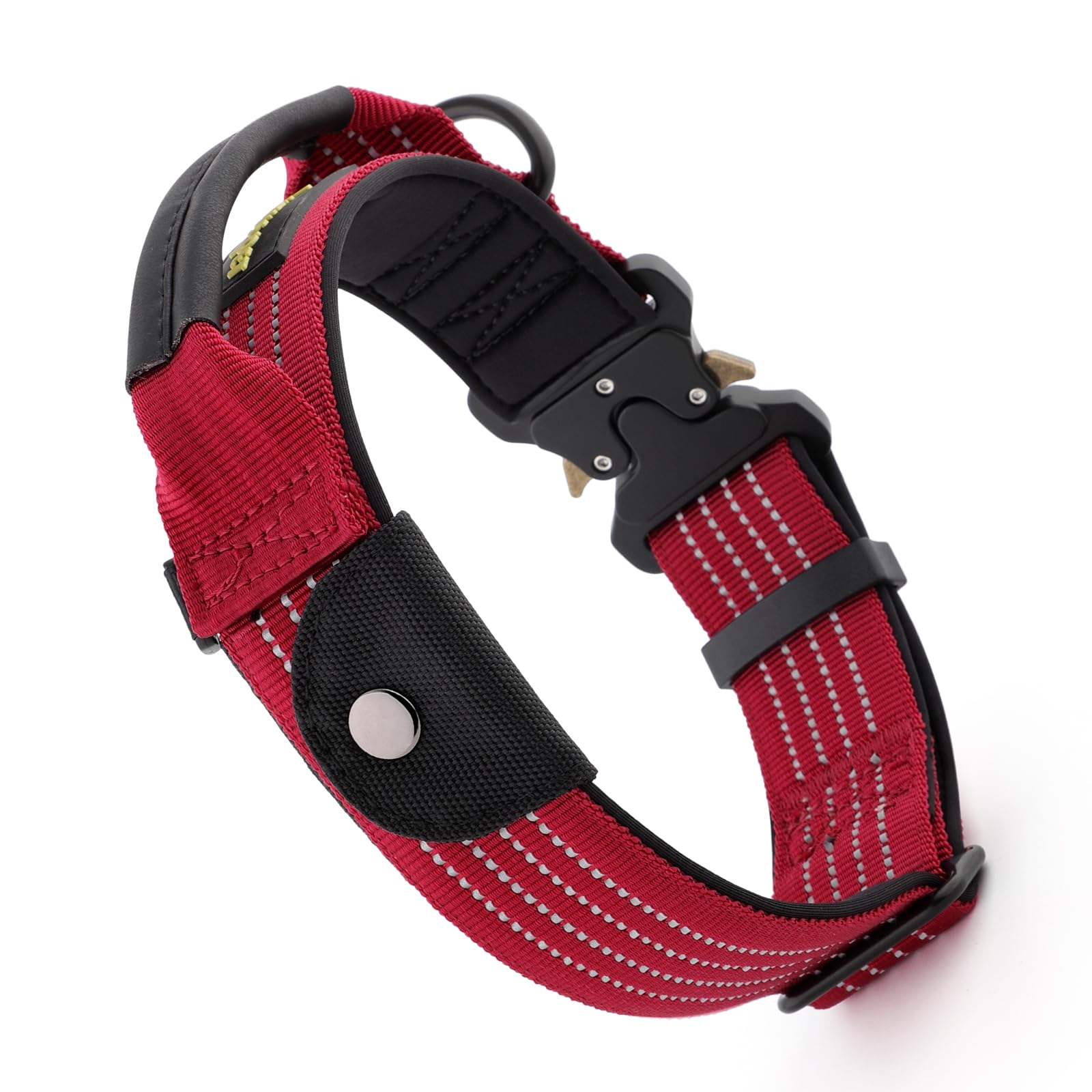PLUTUS PET collar táctico con bolsillo para AirTag para localizar al perro durante salidas.