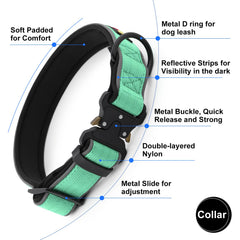 Collar táctico con hebilla metálica y ajuste seguro de Plutus Pet para perros grandes.