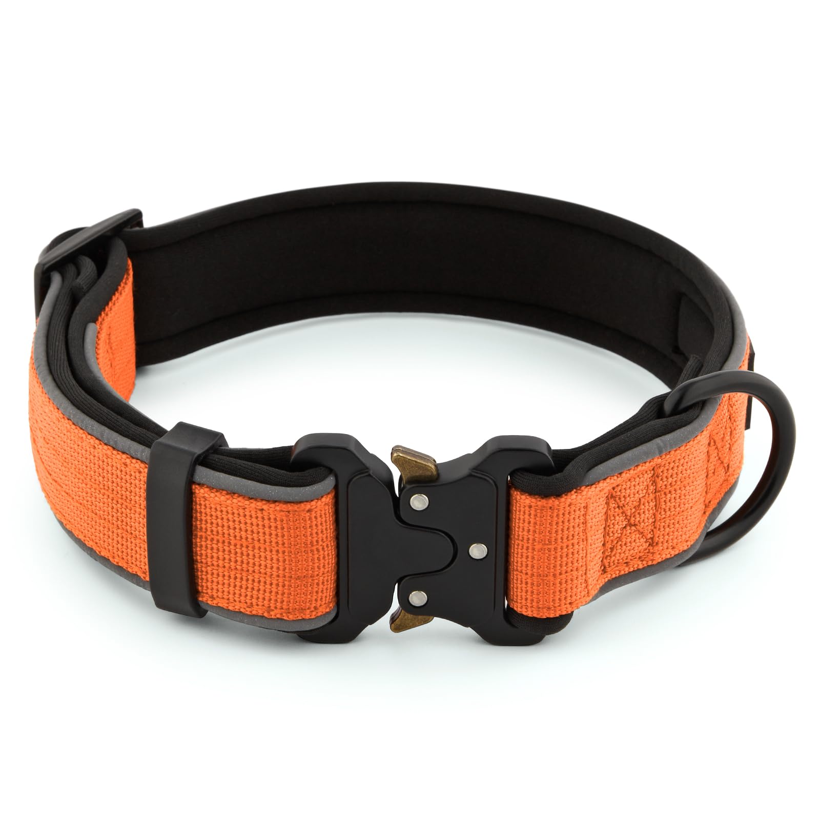Collar táctico Plutus Pet, vista lateral, duradero para paseos y entrenamiento.