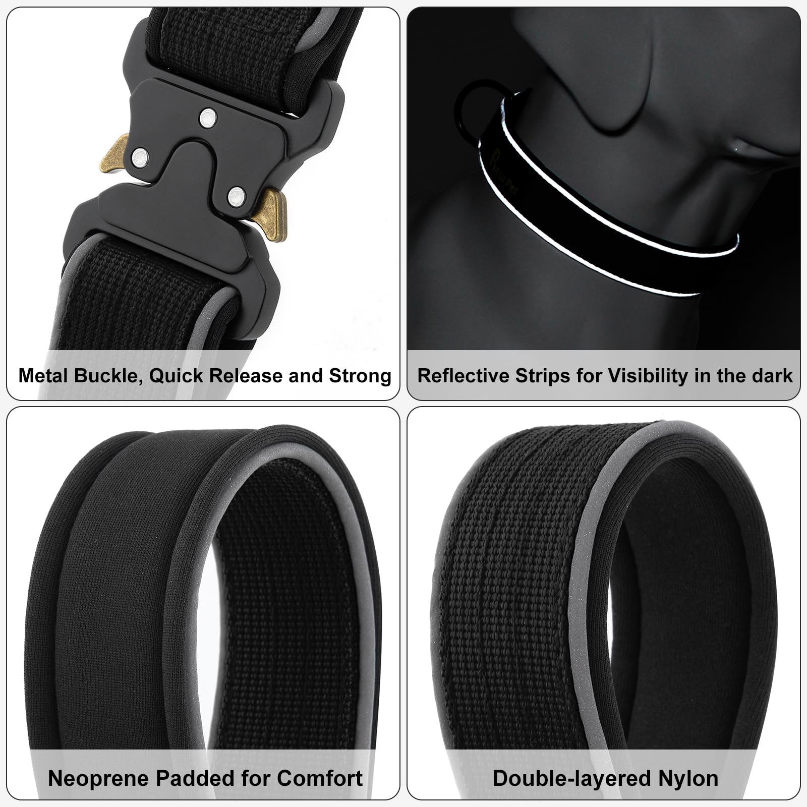 PLUTUS PET collar reflectivo mejora la visibilidad en la oscuridad para paseos.