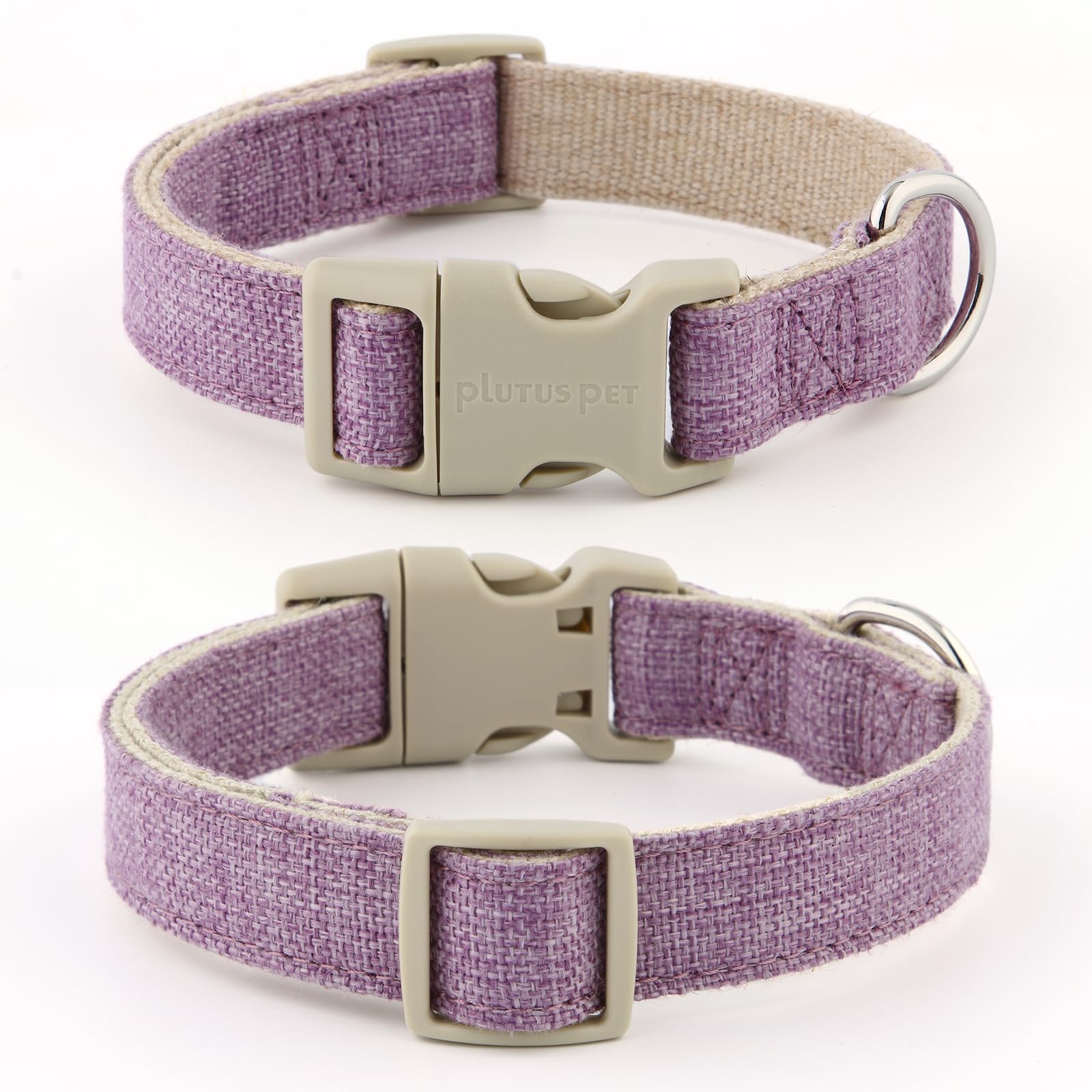 PLUTUS PET correa de algodón y cáñamo lavanda, ideal para paseos suaves.
