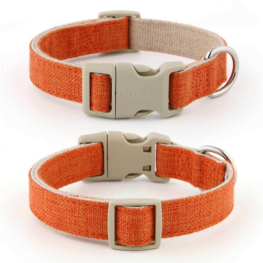 Correa PLUTUS PET canamo-algodón naranja XS, resistente para paseos diarios.