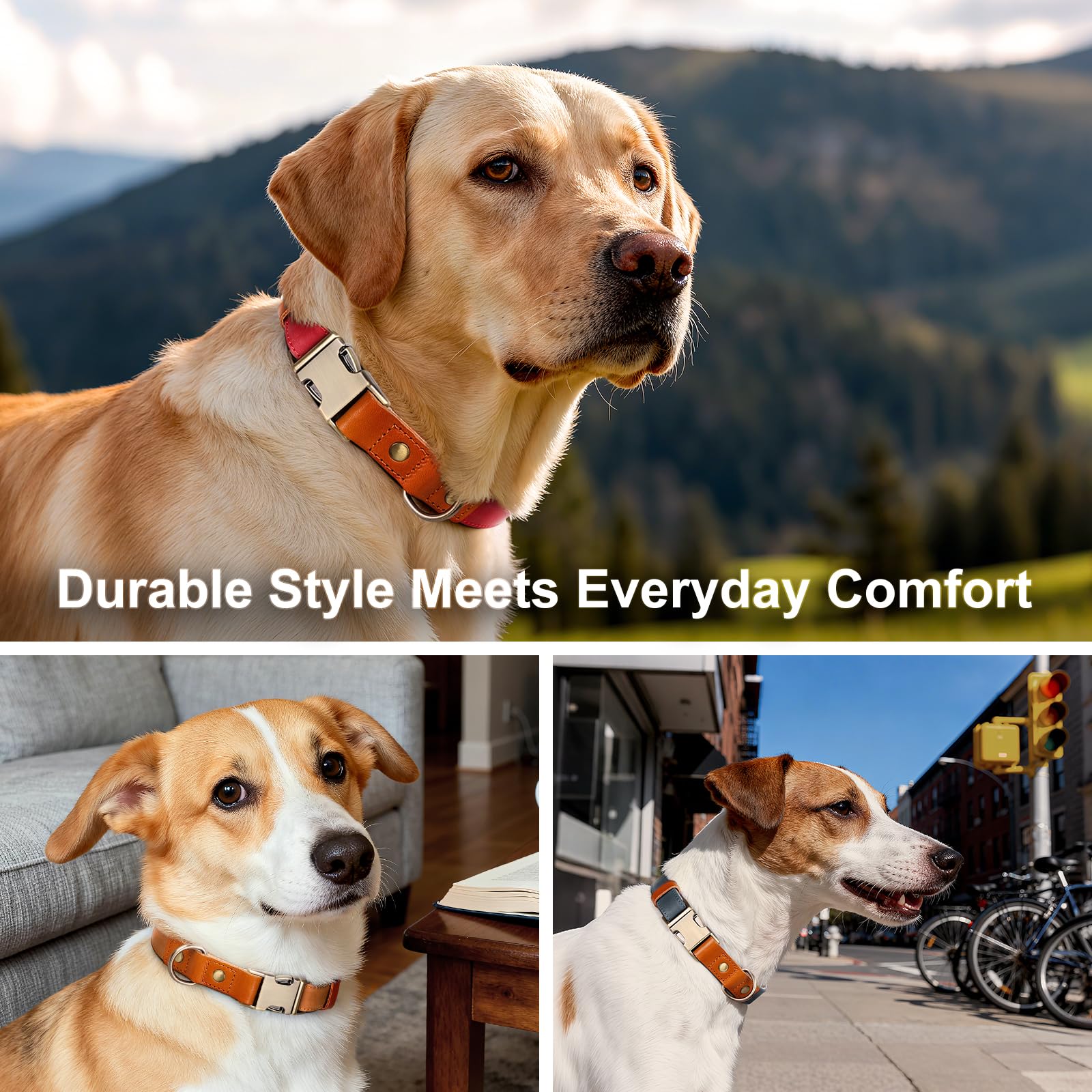 Detalle de fibra natural para piel sensible, collar de Plutus Pet apto para uso prolongado.