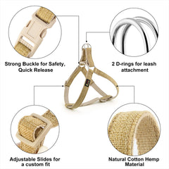 Arnés Plutus Pet, detalle del tejido ecológico de algodón y cáñamo.
