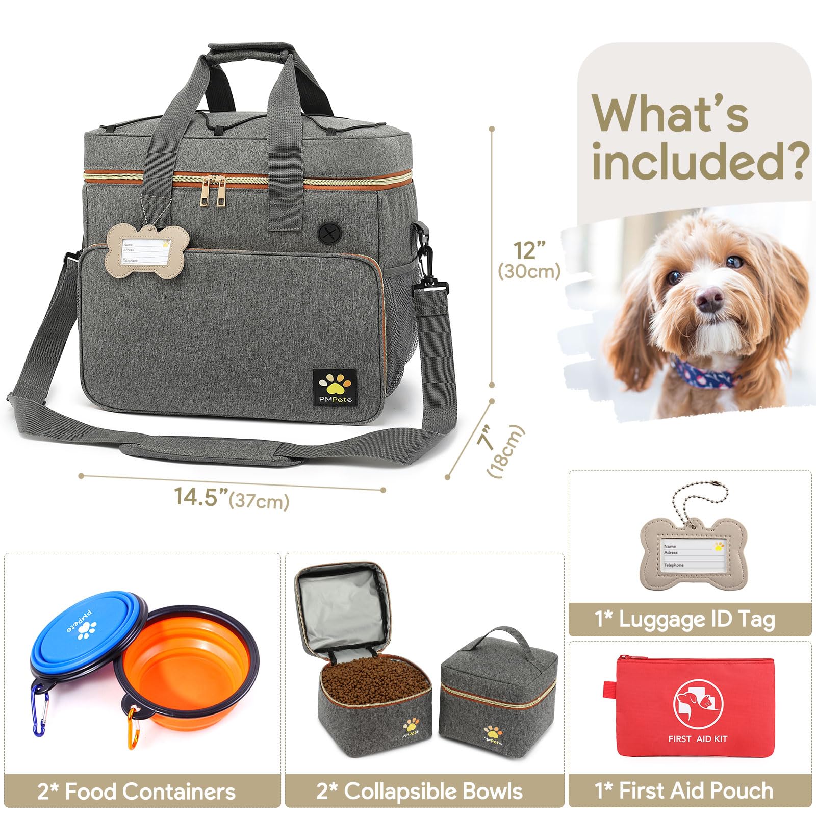 Bolsa médica Pmpete para accesorios esenciales de cuidado de mascotas.