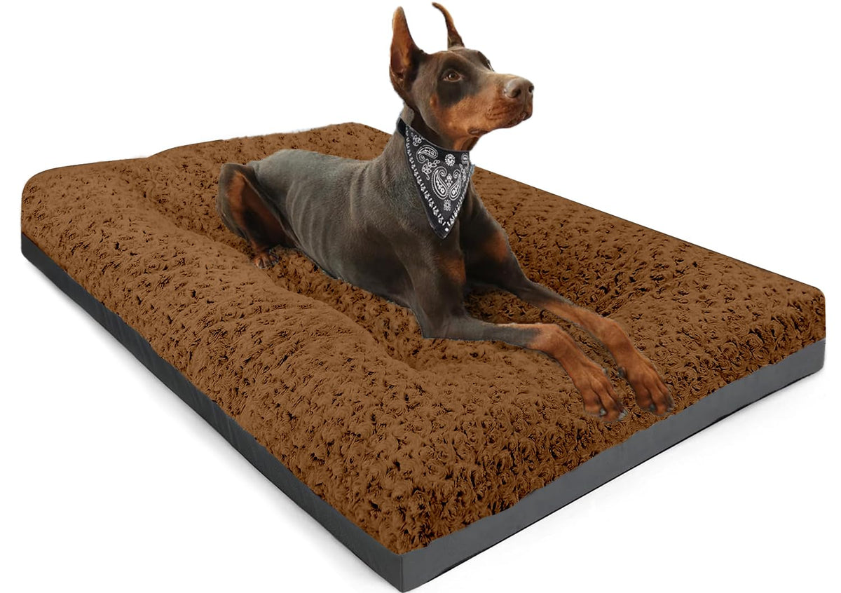 POCBLUE cama para perros grandes con confort de terciopelo rosa para descansar tras jugar