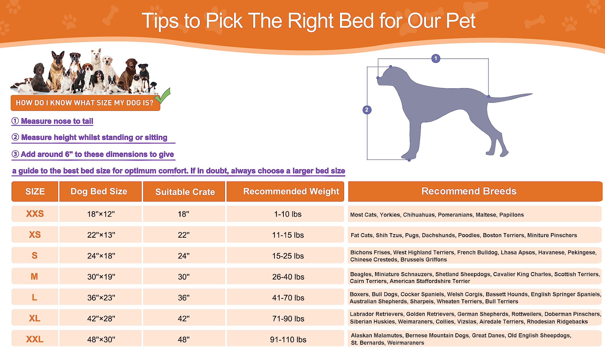 Cama POCBLUE para mascotas hasta 25 libras, cinco tallas y cuatro colores.
