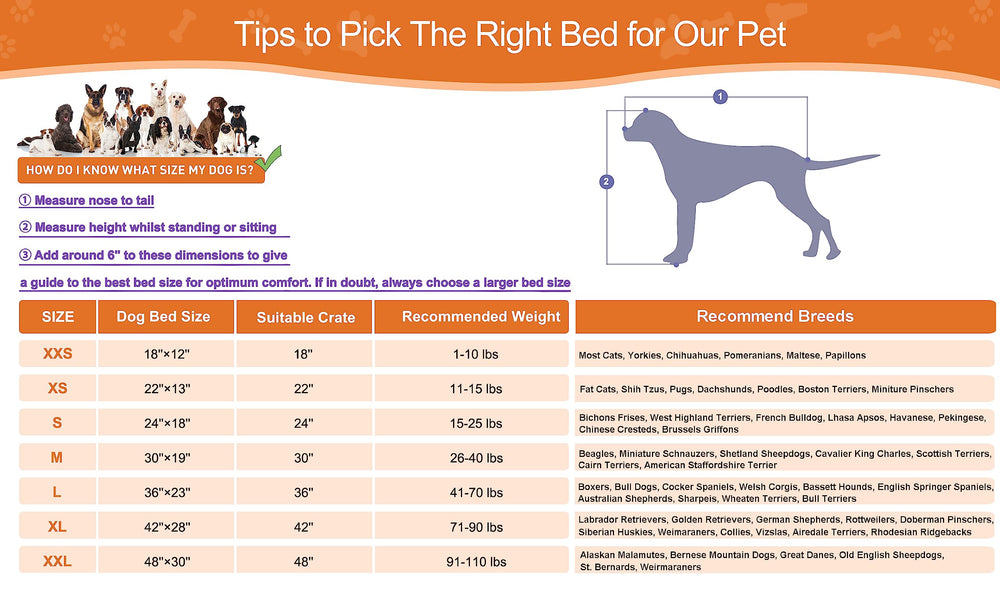Cama POCBLUE para mascotas hasta 25 libras, cinco tallas y cuatro colores.