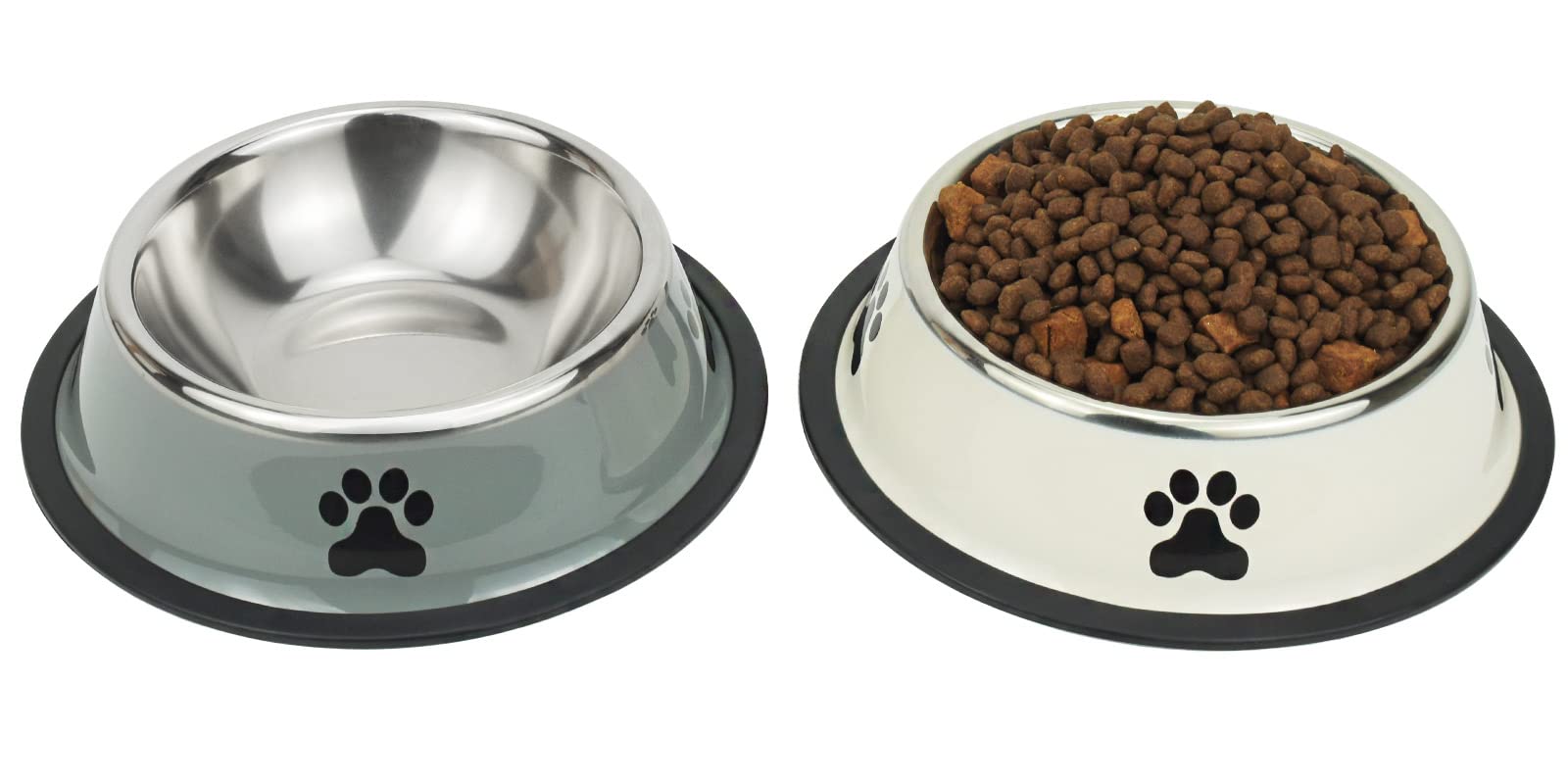 Podinor plato para perros de acero inoxidable con base antideslizante para comer sin desorden