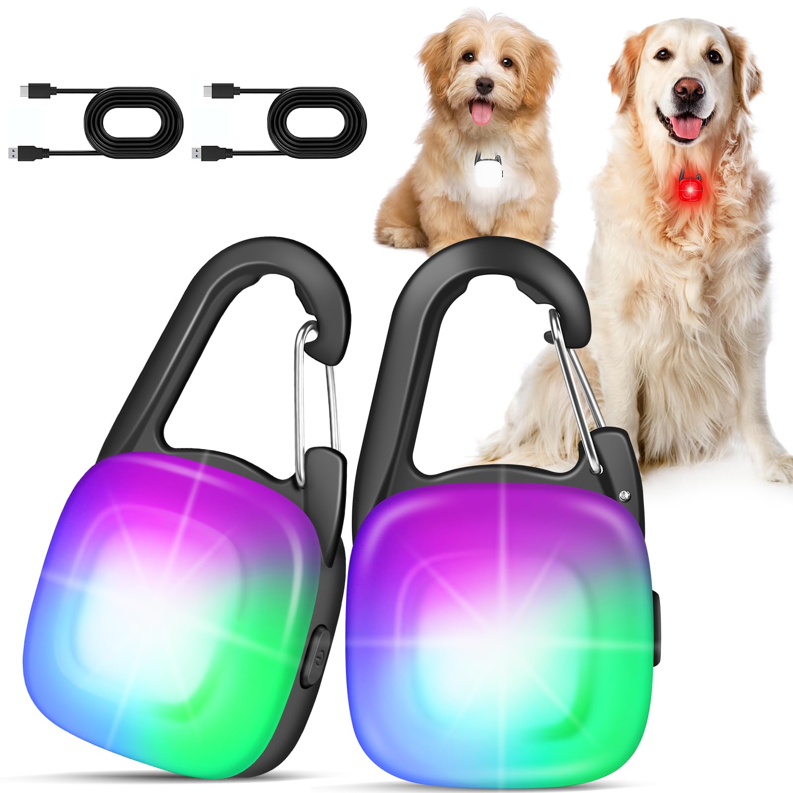 POEEY luces para perro: iluminación de collar para paseos nocturnos seguros.