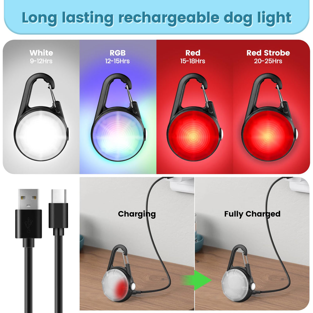 POEEY luz para perros con clip, cuatro modos para diferentes situaciones.