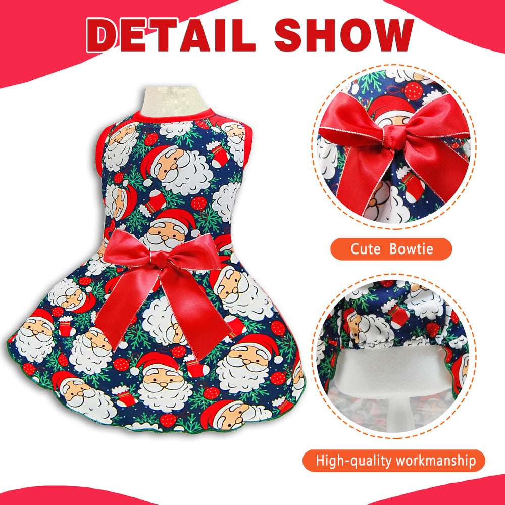 Pohshido vestido navidad perrito borde plateado acentúa el diseño festivo.