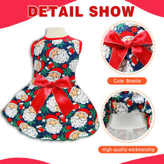 Pohshido vestido navidad perrito borde plateado acentúa el diseño festivo.