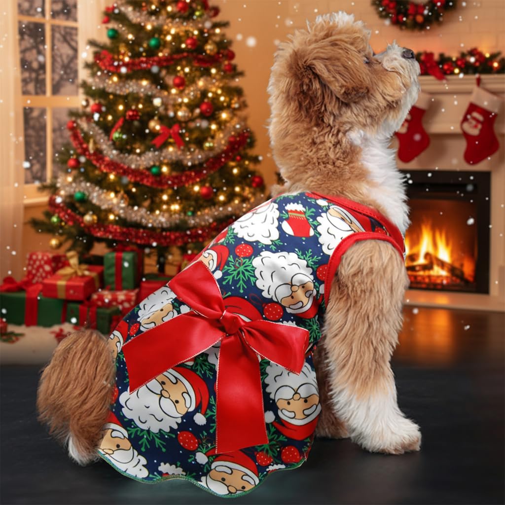 Pohshido vestido navidad perrito fácil de poner y cómodo para jugar.