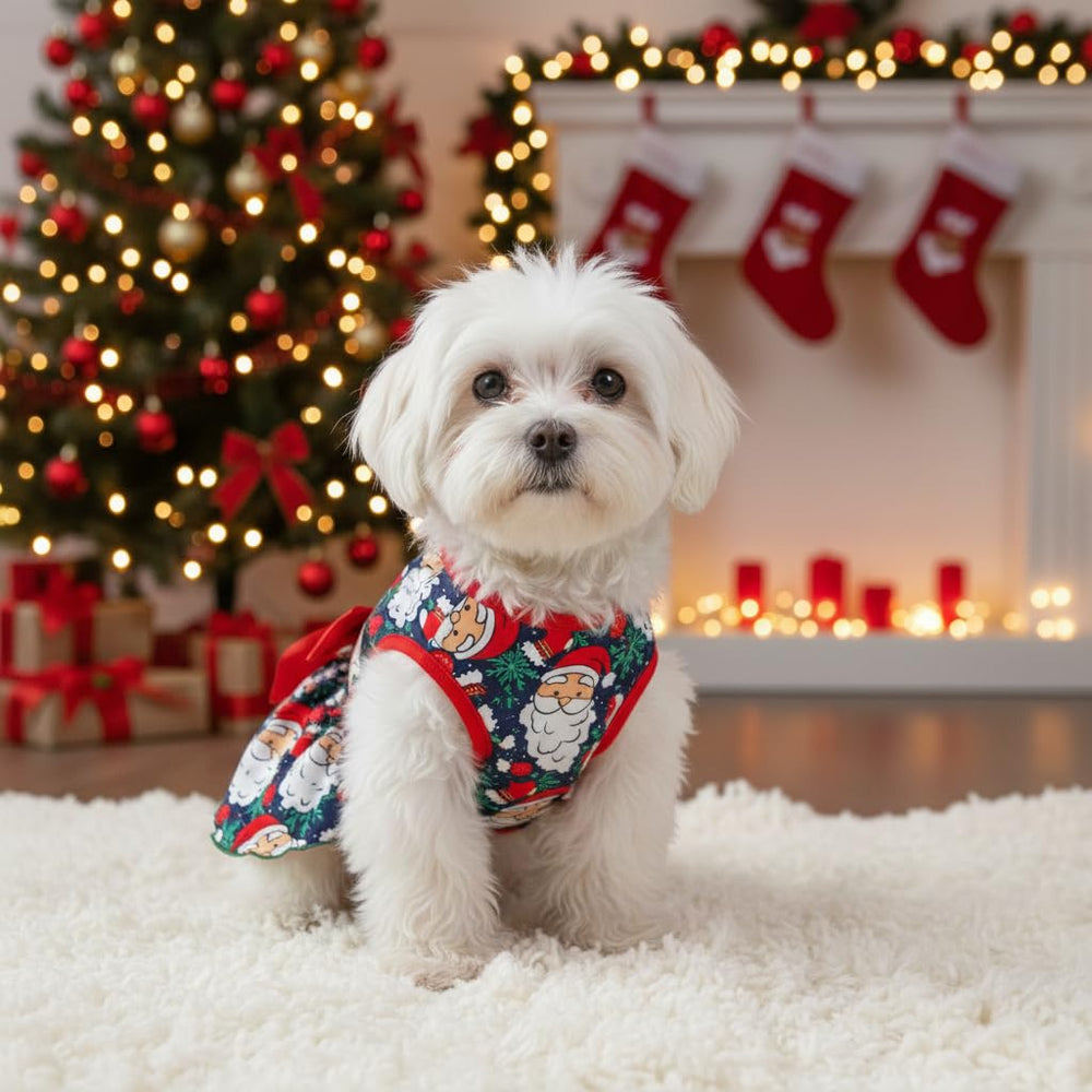 Pohshido vestido navidad perrito tacto suave para uso diario en casa.
