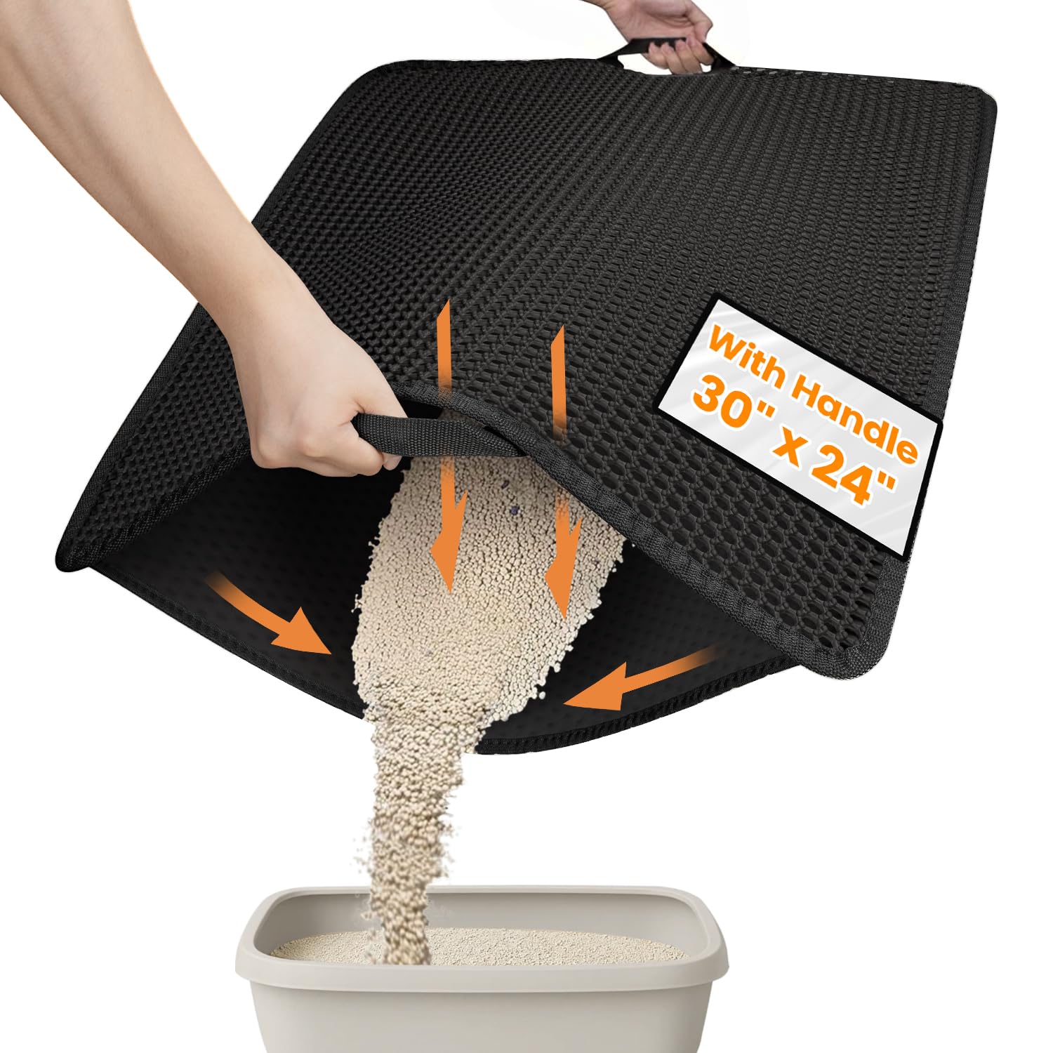 Alfombra Polarduck para arena de gato, diseño panal de doble capa, atrapa la arena.
