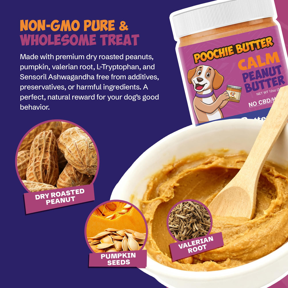 Poochie Butter Dilly's Calm, textura granulada para untar o comer.