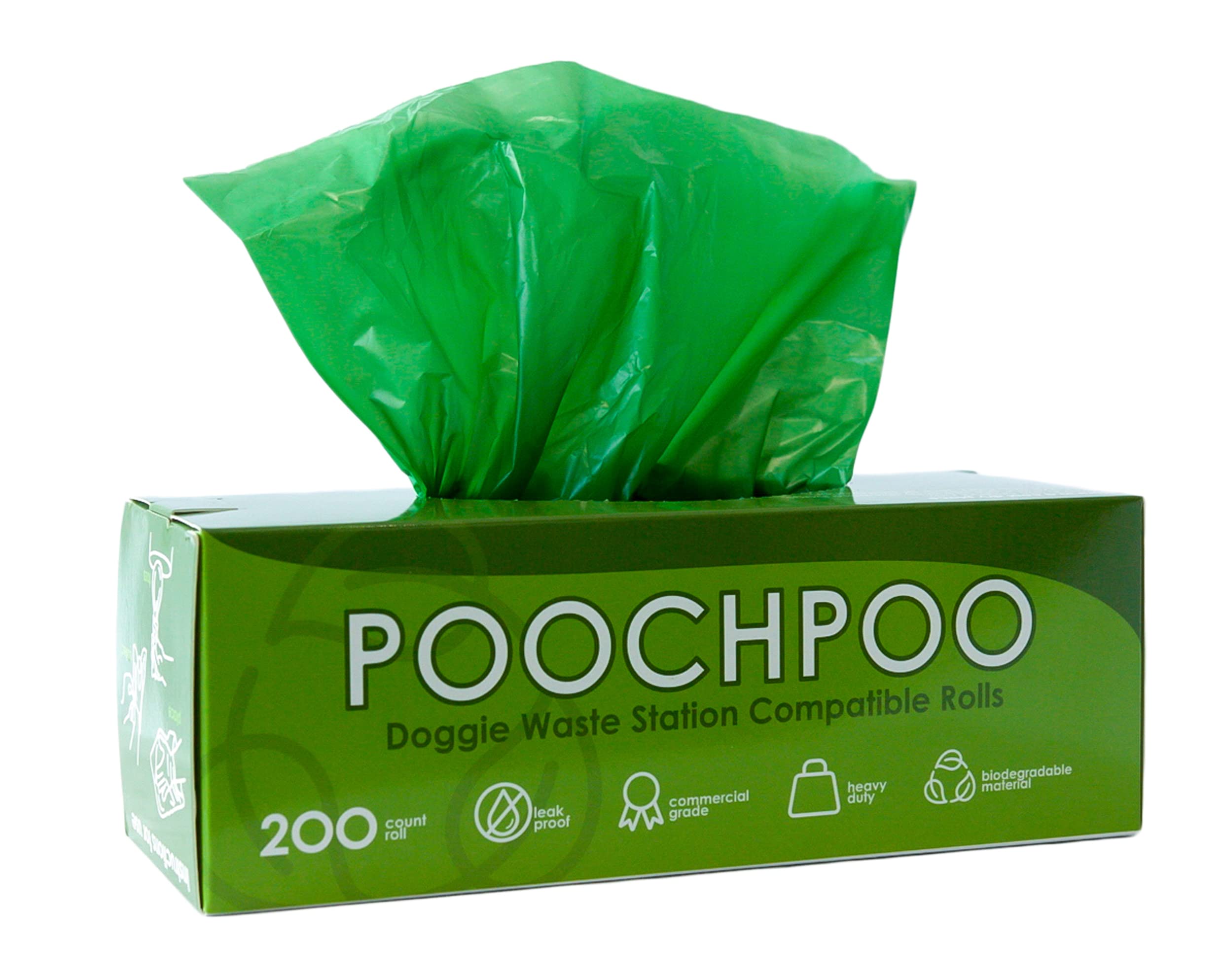 POOCHPOO rodillos de bolsas ecológicas en verde para recargas