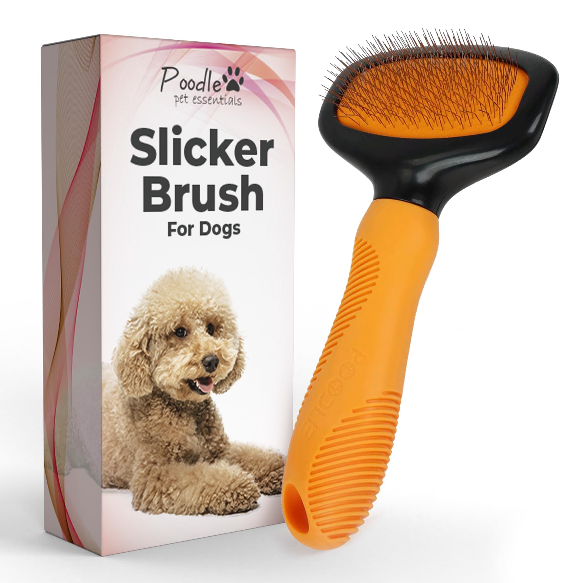 POODLIE Poodle Pet Slicker Brush para perros y gatos, elimina pelos sueltos con suavidad.