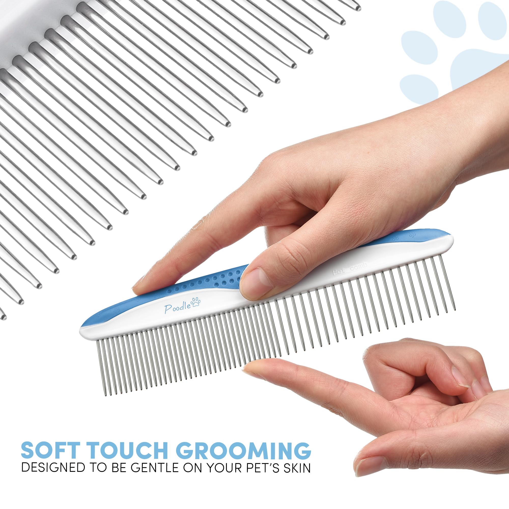 POODLIE cepillo con espaciado medio, perfecto para eliminar nudos y toques finales.