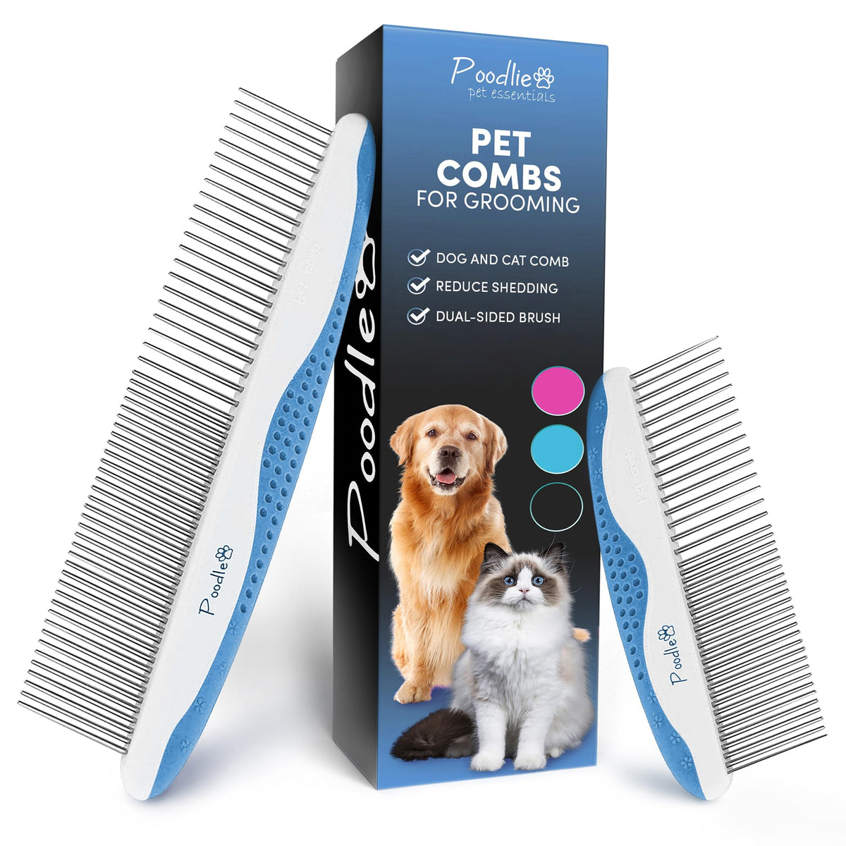 POODLIE cepillo para perros con dos tamaños compactos, ideal para retoques en casa.