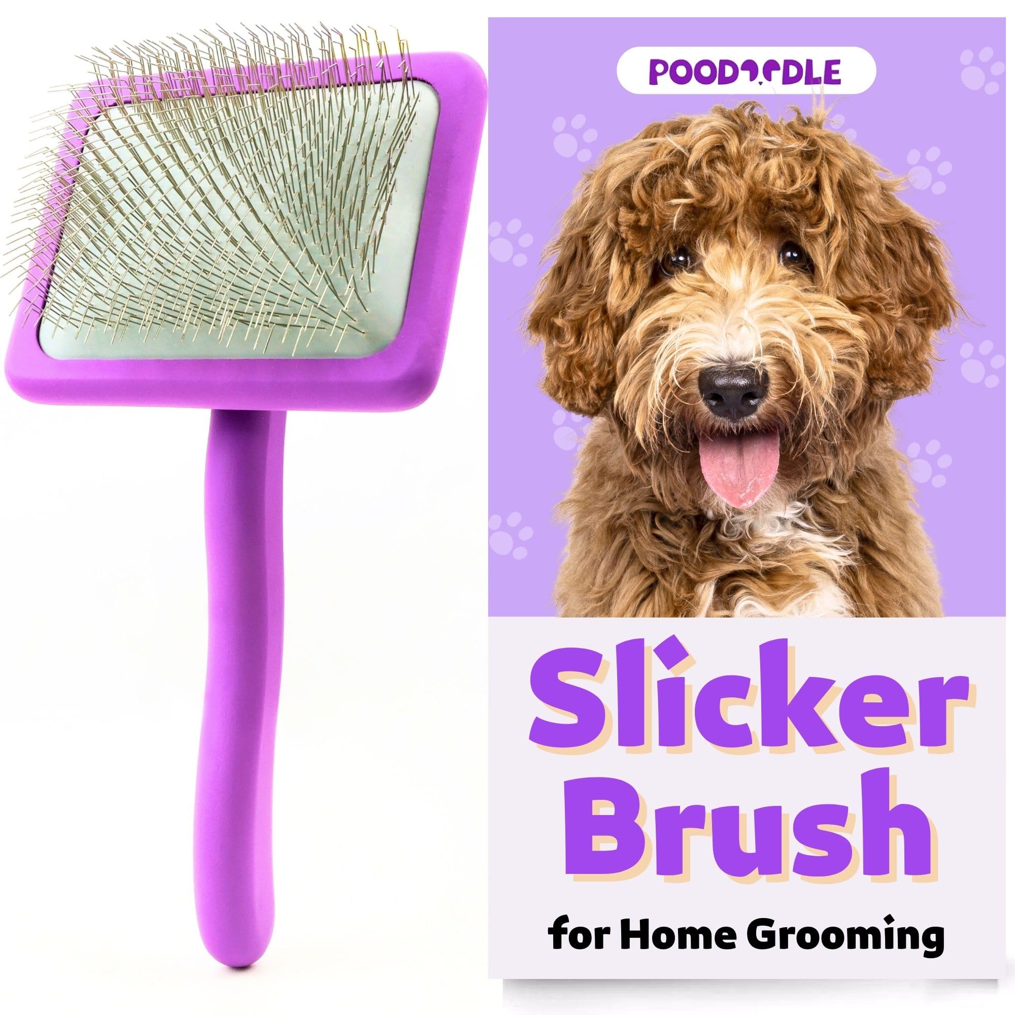 Cepillo Poodoodle para perro de pelo largo, desenredo suave.
