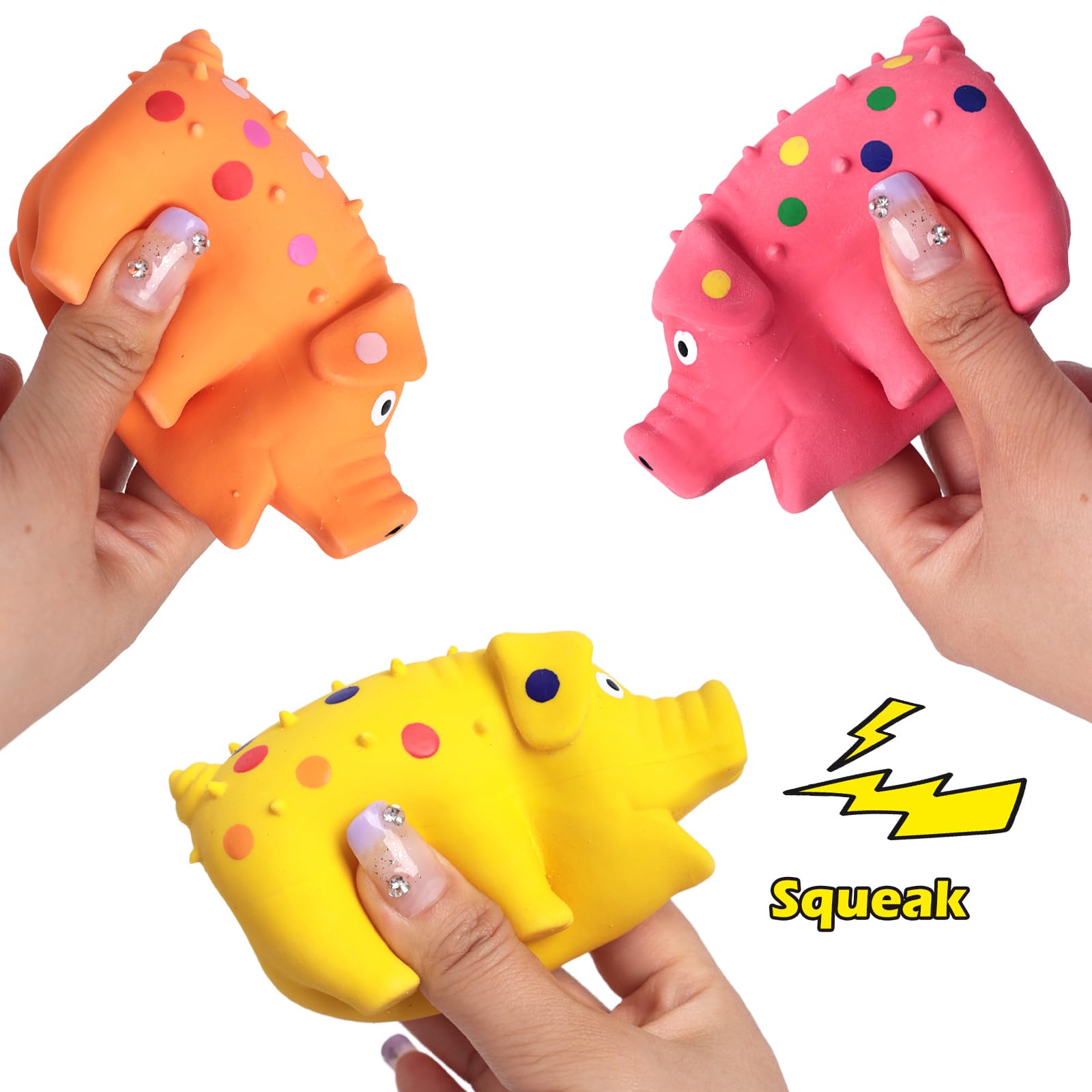 POPLAY juguete cerdo látex naranja con gruñido para entrenamiento y juego diario.