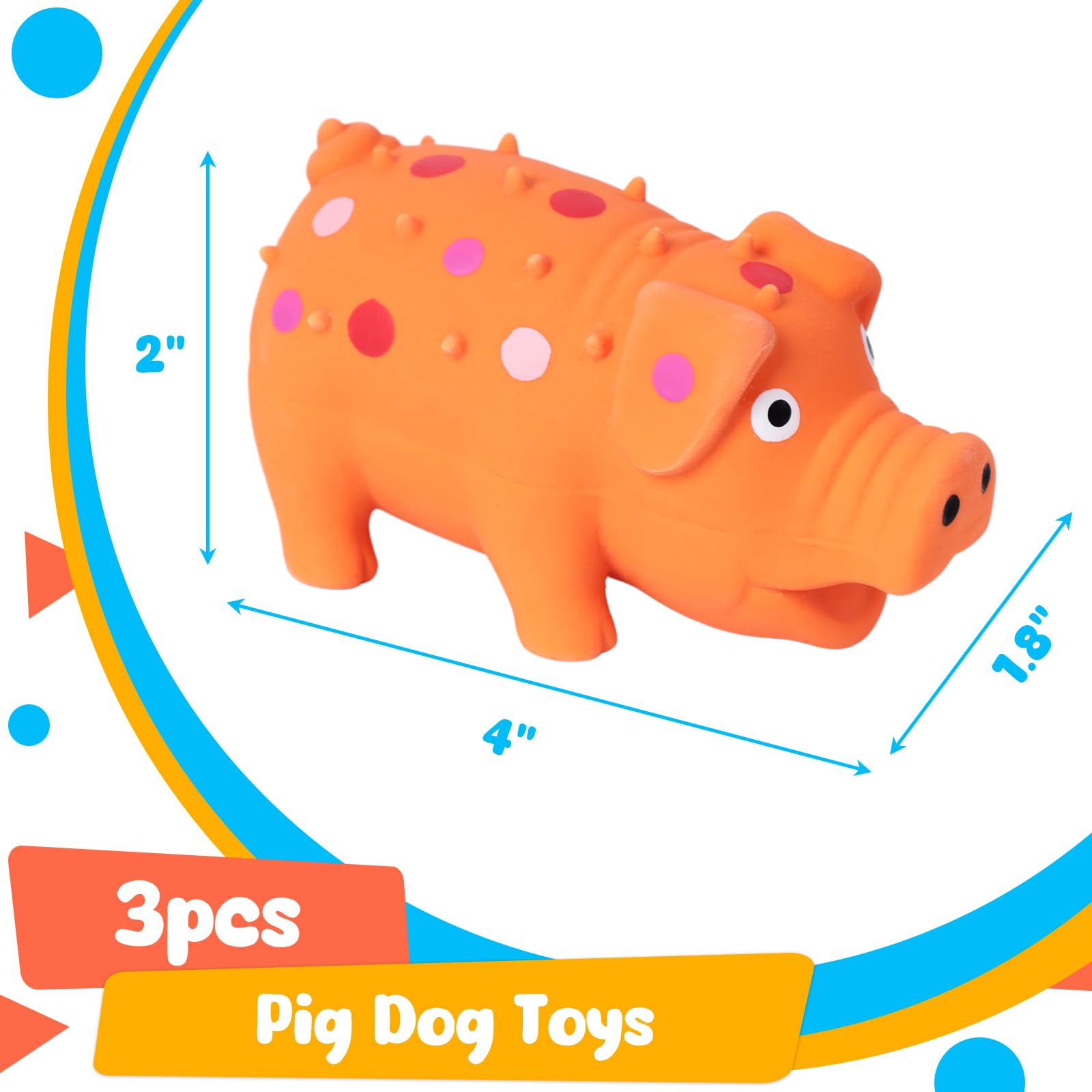 POPLAY juguete cerdo látex rosa con gruñido, ideal para mantener al perro activo.