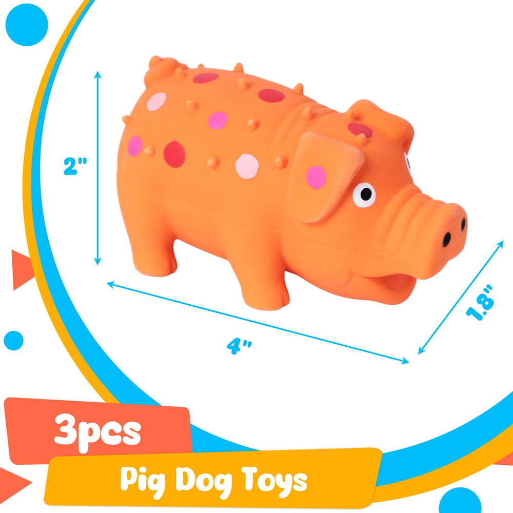 POPLAY juguete cerdo látex rosa con gruñido, ideal para mantener al perro activo.