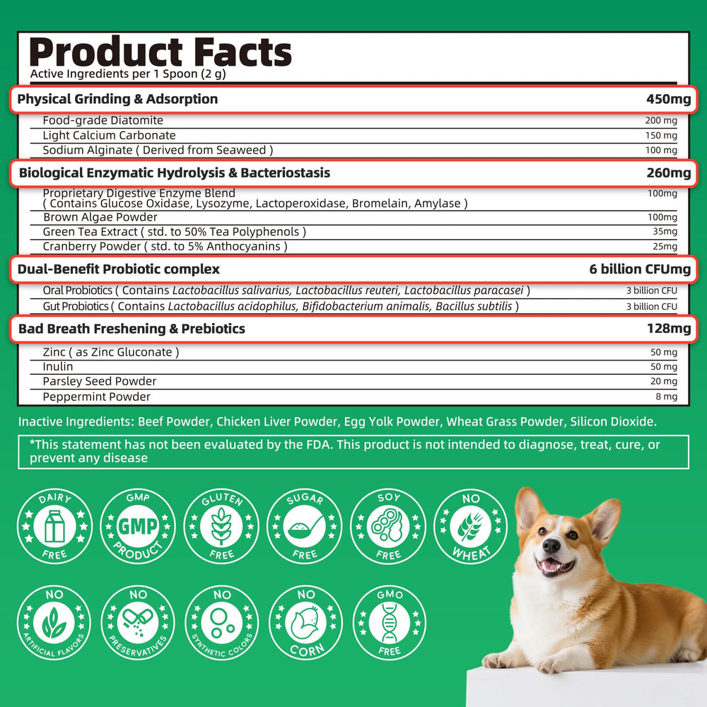 Cuidado dental diario con POPPAW para perros de todas las razas.