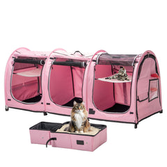 Porayhut jaula para gatos con tres compartimentos plegables para viaje cómodo