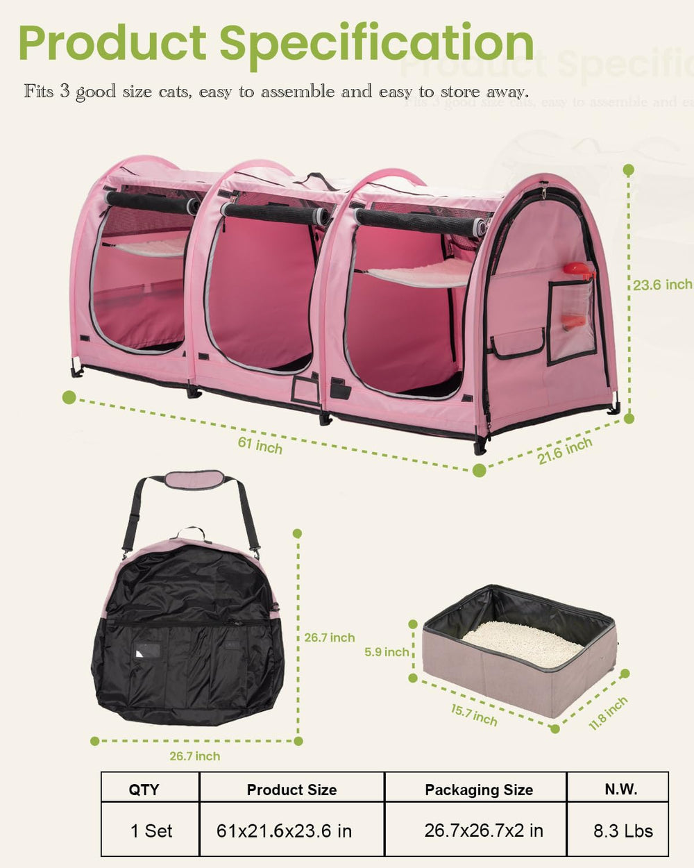 Porayhut jaula gatos con bolsa de transporte que facilita llevarla a cualquier lugar