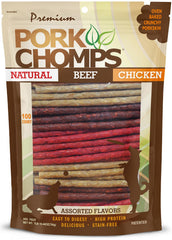 Pork Chomps palitos Munchy 5 pulgadas, paquete de 100, masticado duradero para perros.