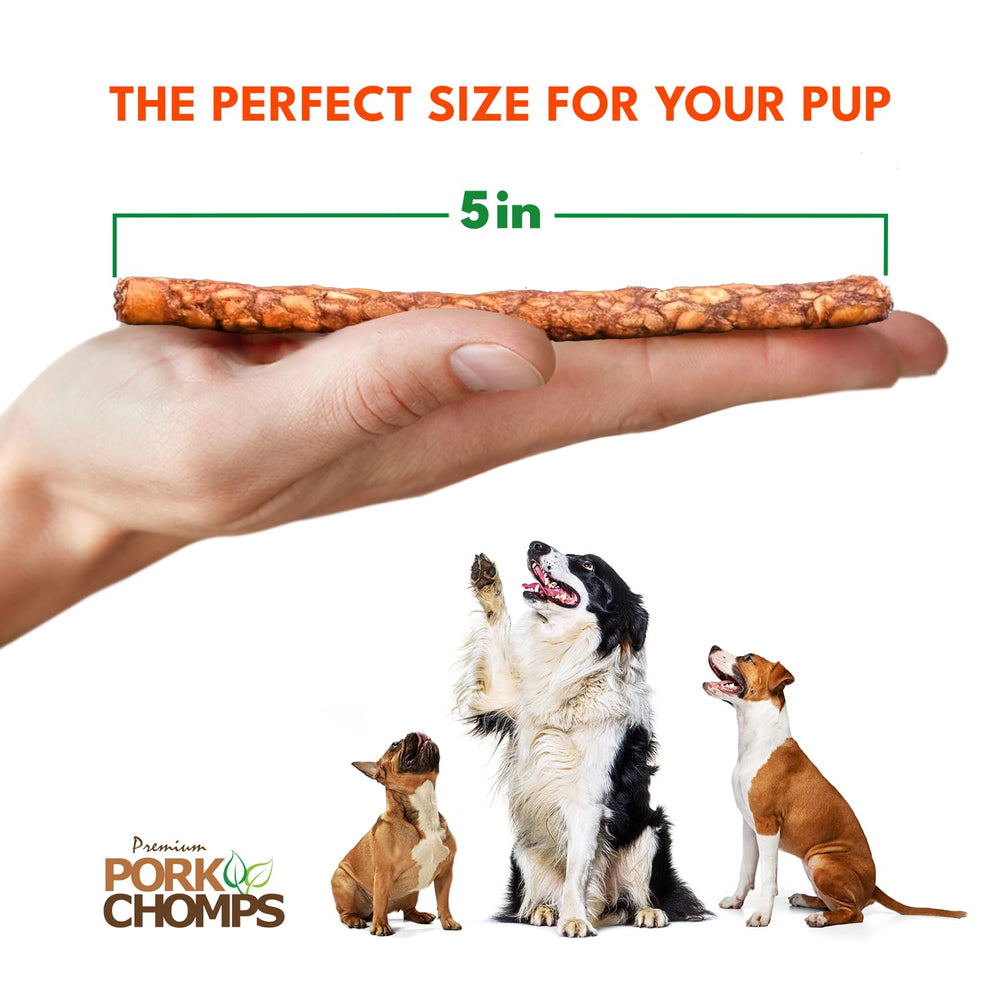 Pork Chomps paquete con cierre hermético para mantener la frescura entre sesiones.