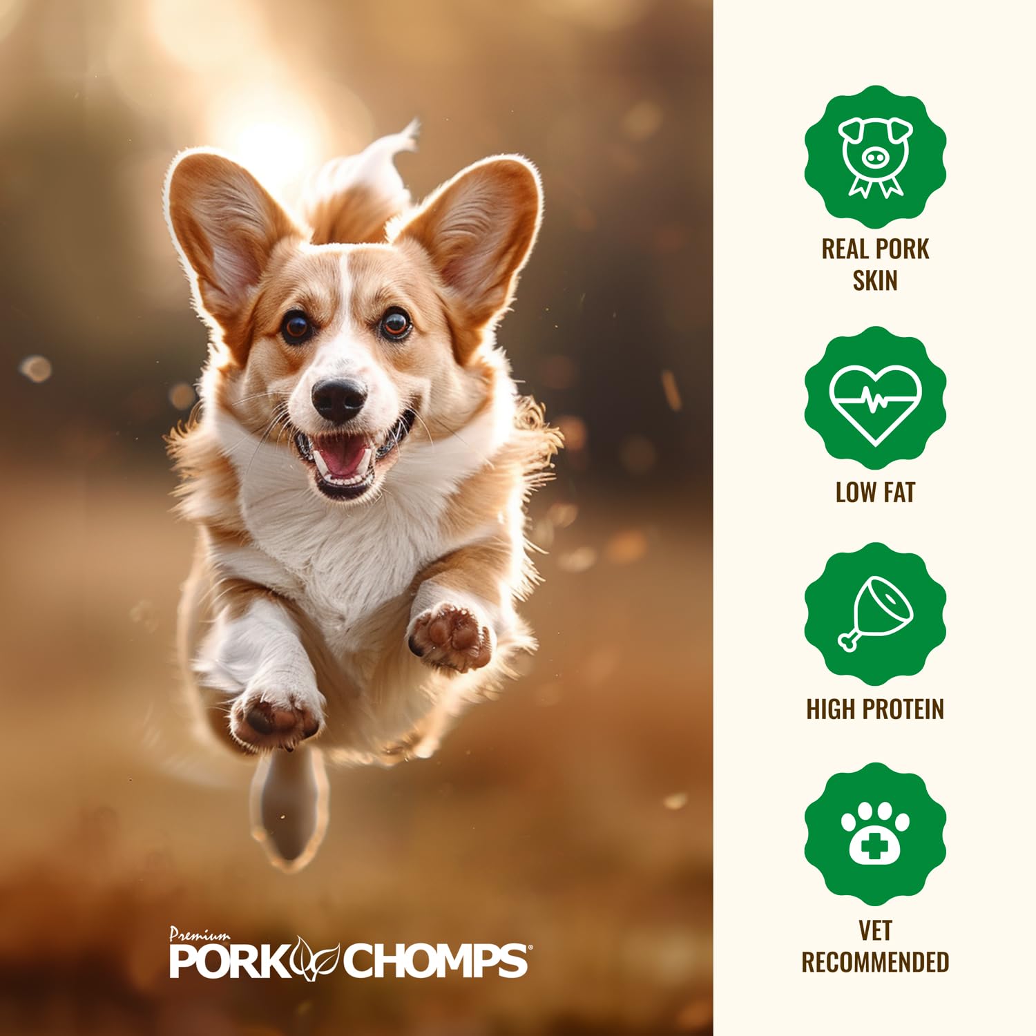 Pork Chomps: tamaño adecuado para perros pequeños y grandes